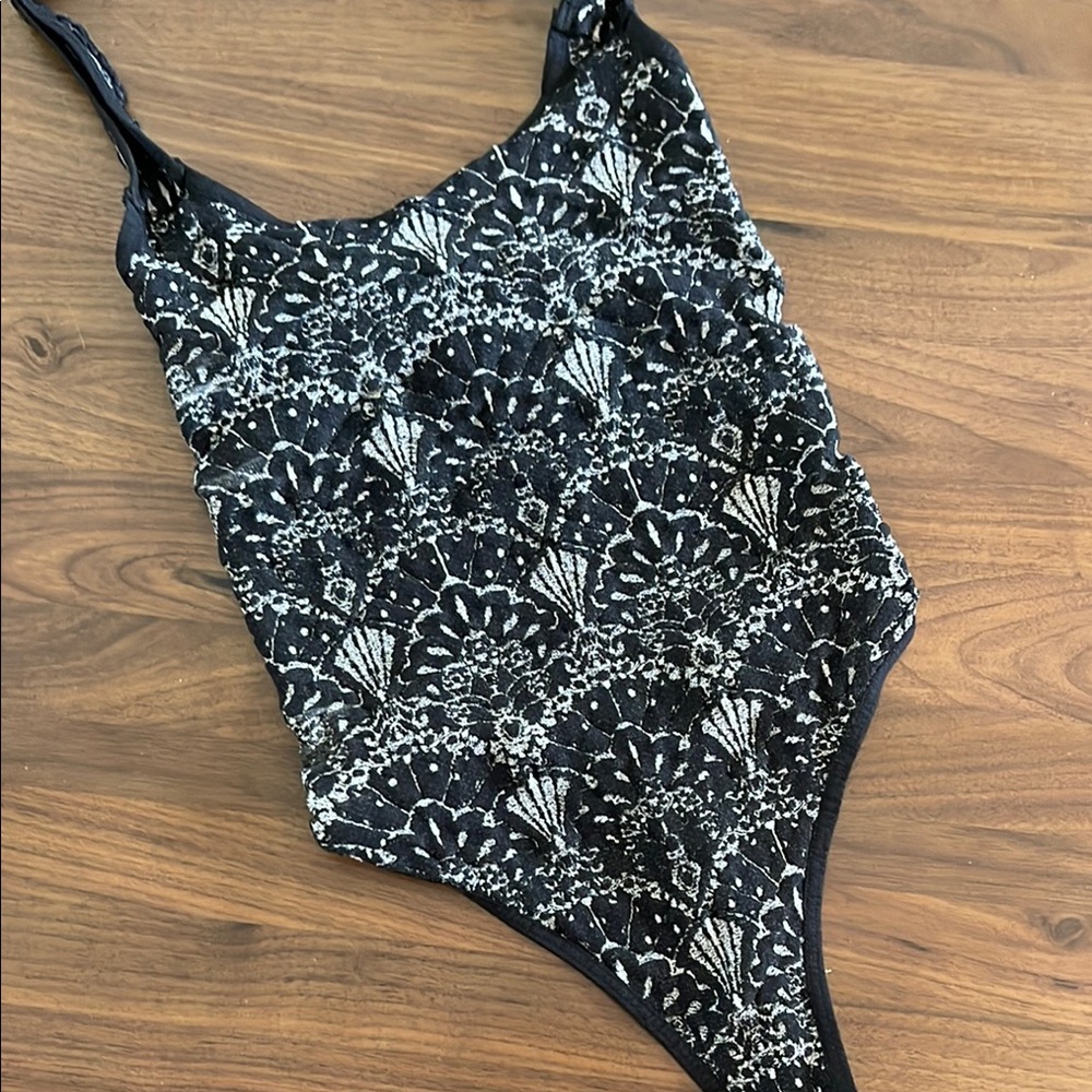 NWOT FREE PEOPLE Elegant Black Lace Shapewear Bodysuit